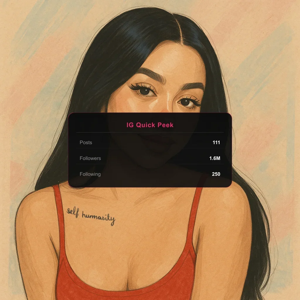 sariixo Portrait illustration + Instagram Stats overlay